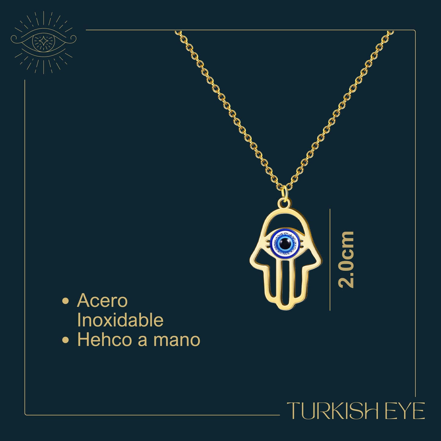 Collar Ojo turco Acero color Dorado