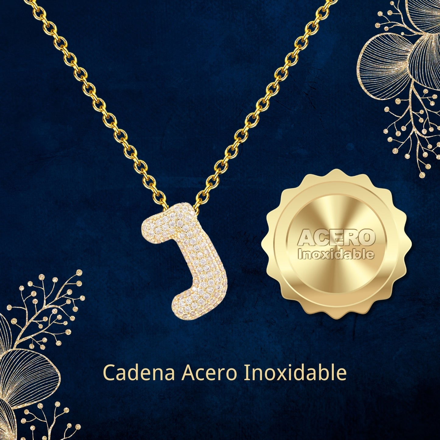 Colgante Letra inicial J con Piedra Circonita