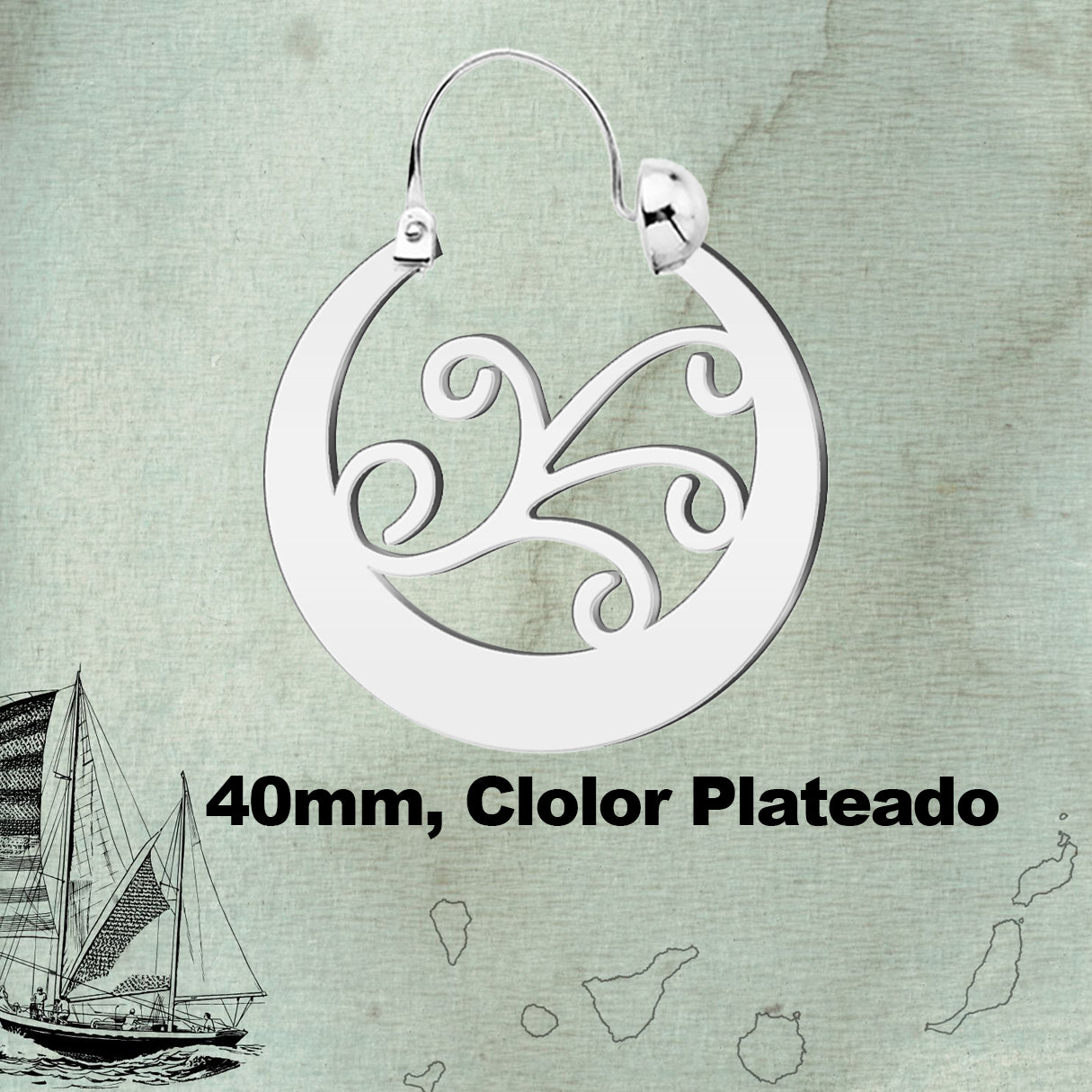 20508 Argolla canaria 40mmAcero color Plateado