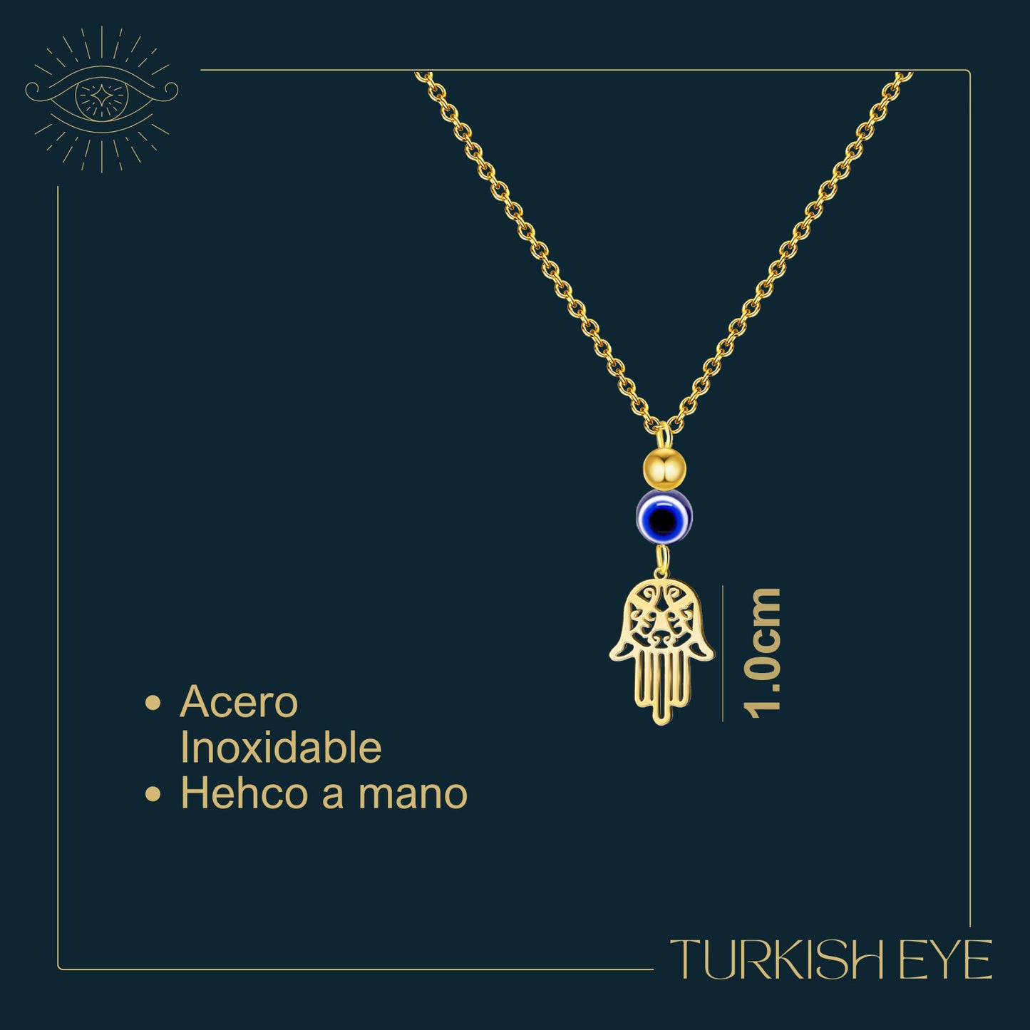 Collar Ojo turco Acero color Dorado