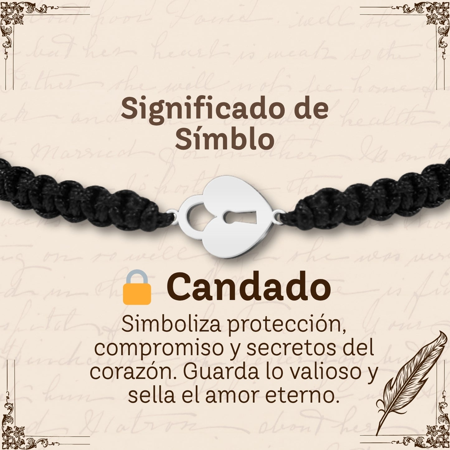 Pulsera Hilo Destino con Candado Acero Plateado