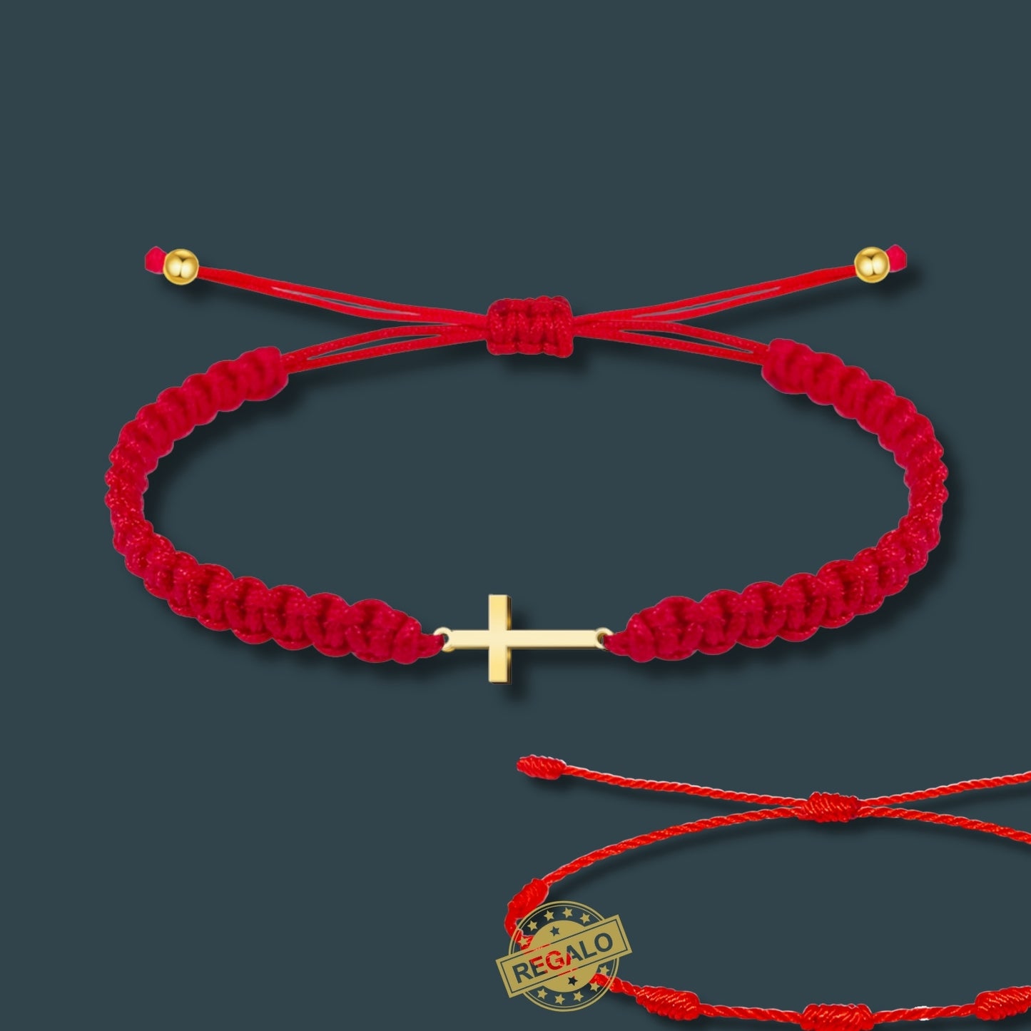 Pulsera Hilo Destino Roja Hecho a Mano 🧵 con Amuleto de Suerte y Protección 🍀 en Acero Inoxidable 💎 ¡Incluye Pulsera 7 Nudos de Regalo! 🎁