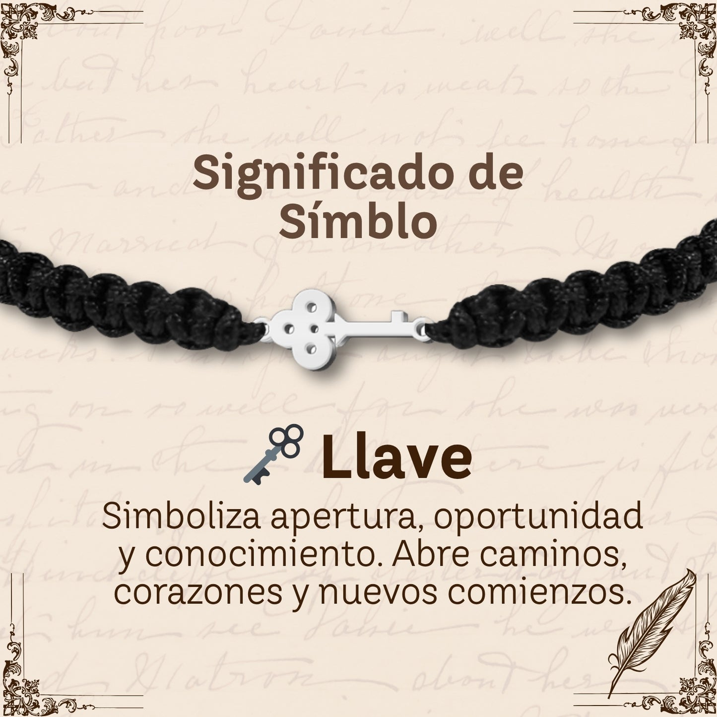 Pulsera Hilo Destino con Llave Acero Plateado
