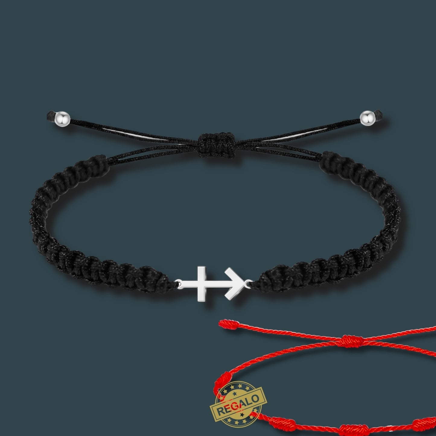 ✨Pulsera de Hilo Trenzado Hecha a Mano 🧵 con Amuleto de Suerte y Protección 🍀 Acero Inoxidable 💎 ¡Incluye Pulsera 7 Nudos de Regalo! 🎁