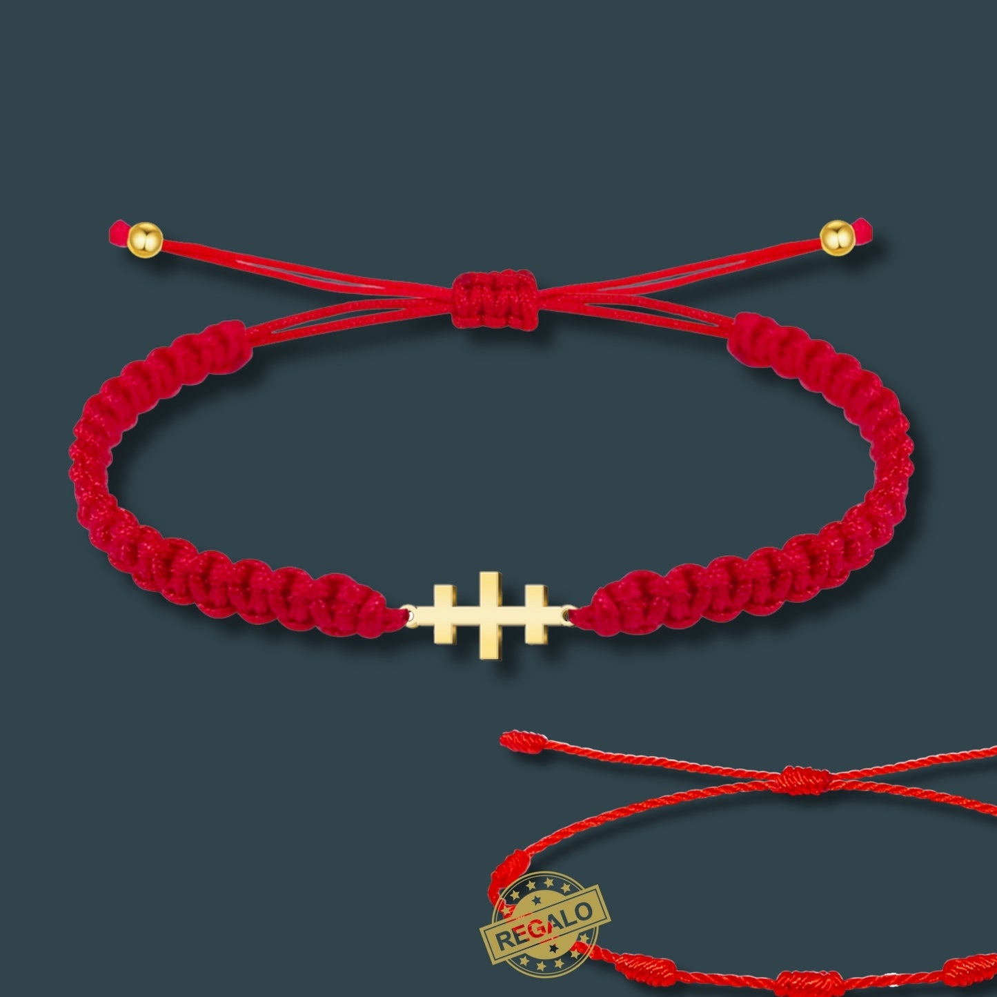 Pulsera Hilo Destino Roja Hecho a Mano 🧵 con Amuleto de Suerte y Protección 🍀 en Acero Inoxidable 💎 ¡Incluye Pulsera 7 Nudos de Regalo! 🎁