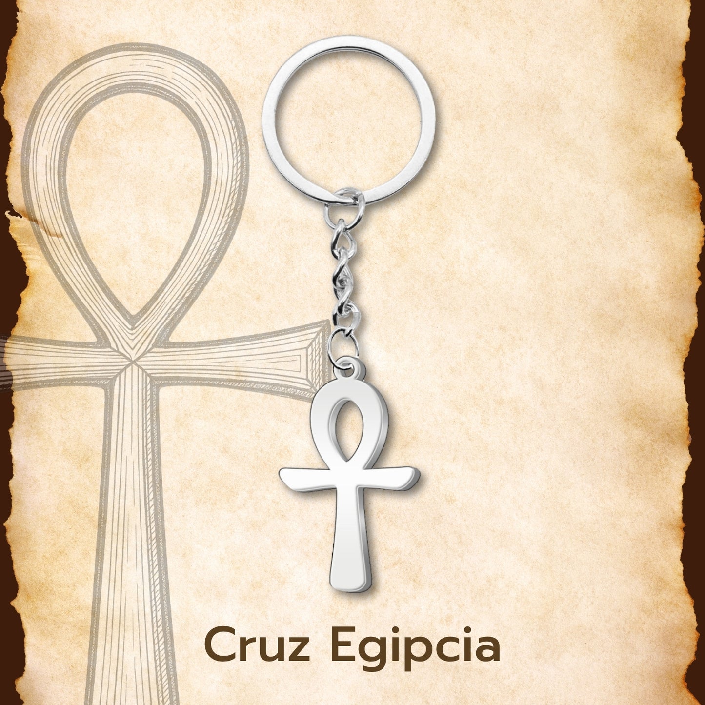 Llavero de Cruz Egipcia Acero