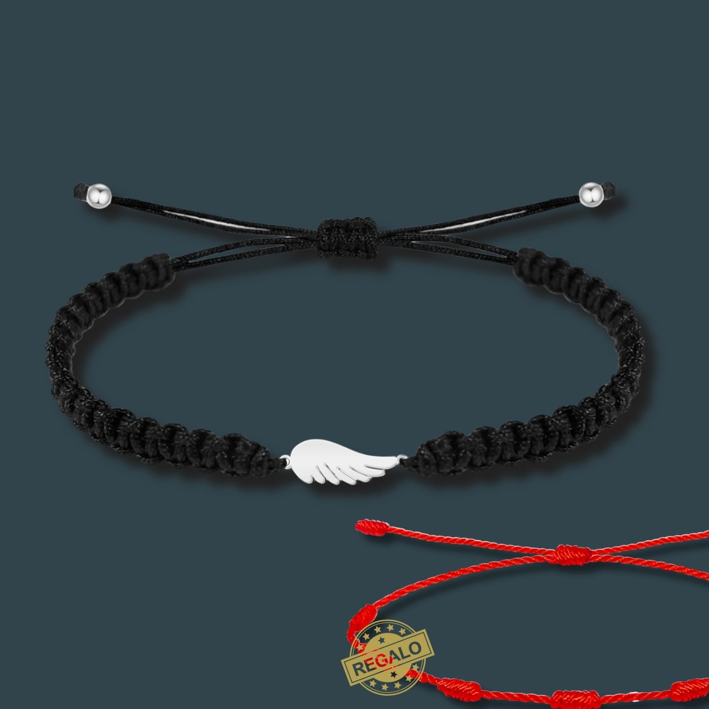 ✨Pulsera de Hilo Trenzado Hecha a Mano 🧵 con Amuleto de Suerte y Protección 🍀 Acero Inoxidable 💎 ¡Incluye Pulsera 7 Nudos de Regalo! 🎁