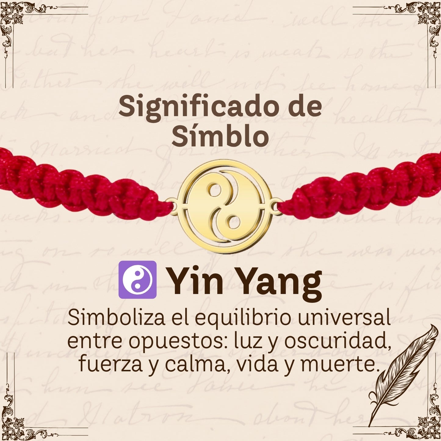 Pulsera Hilo Destino con Yin Yang Acero Dorado