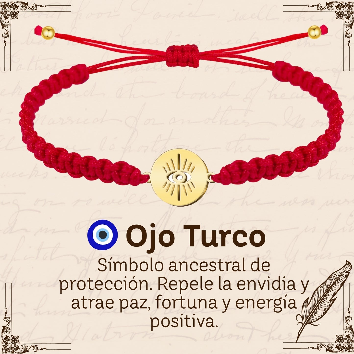 Pulsera Hilo Destino Roja Hecho a Mano 🧵 con Amuleto de Suerte y Protección 🍀 en Acero Inoxidable 💎