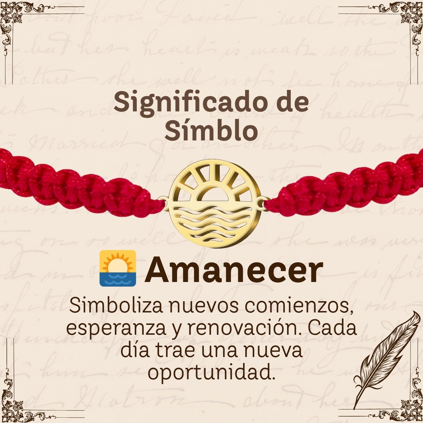 Pulsera Hilo Destino con Amanecer Acero Dorado
