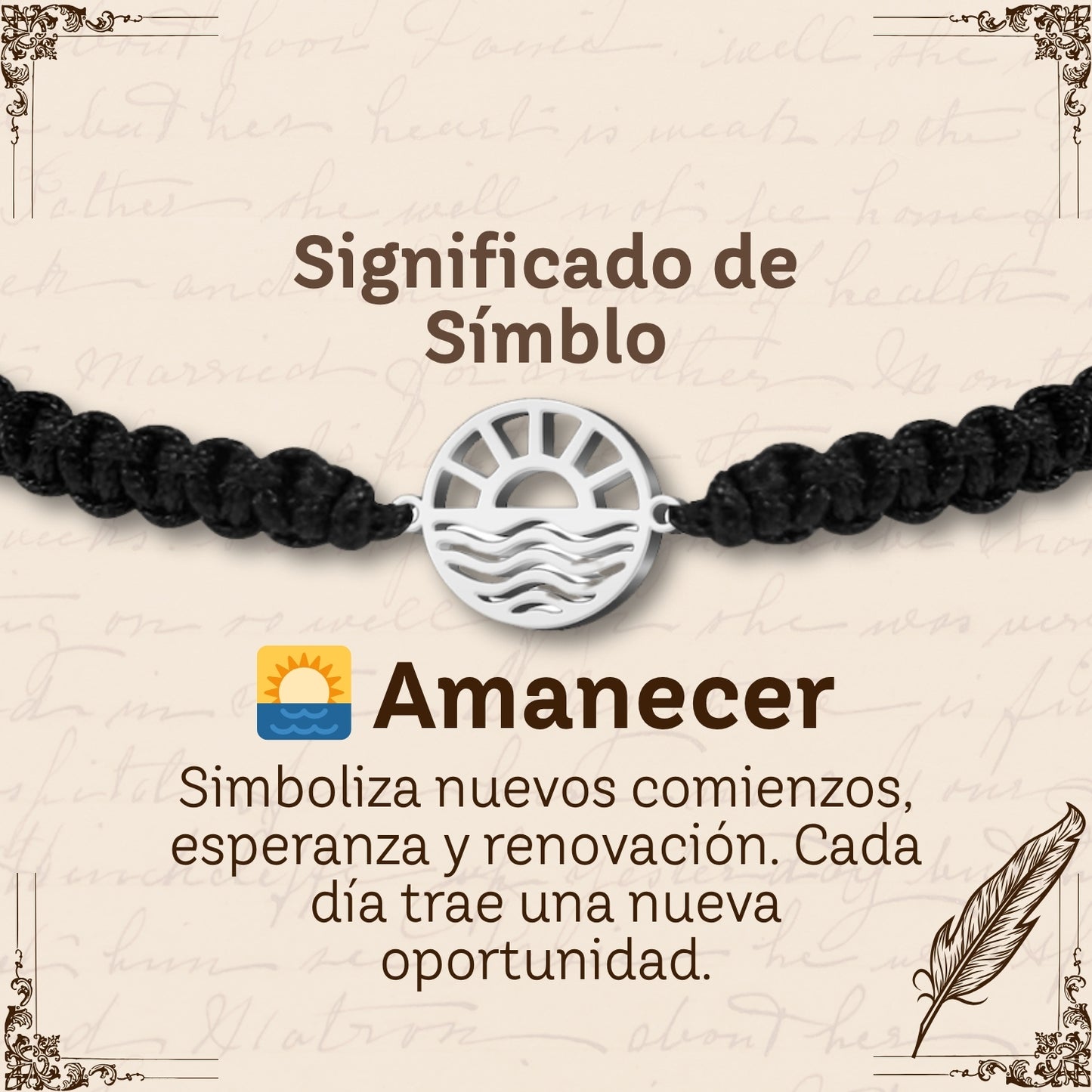 Pulsera Hilo Destino con Amanecer Acero Plateado