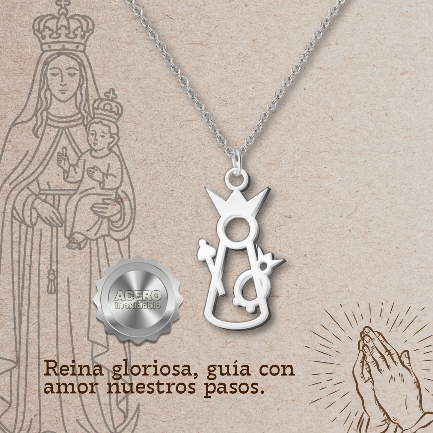 Colgante Virgen de la Victoria Acero Plateado