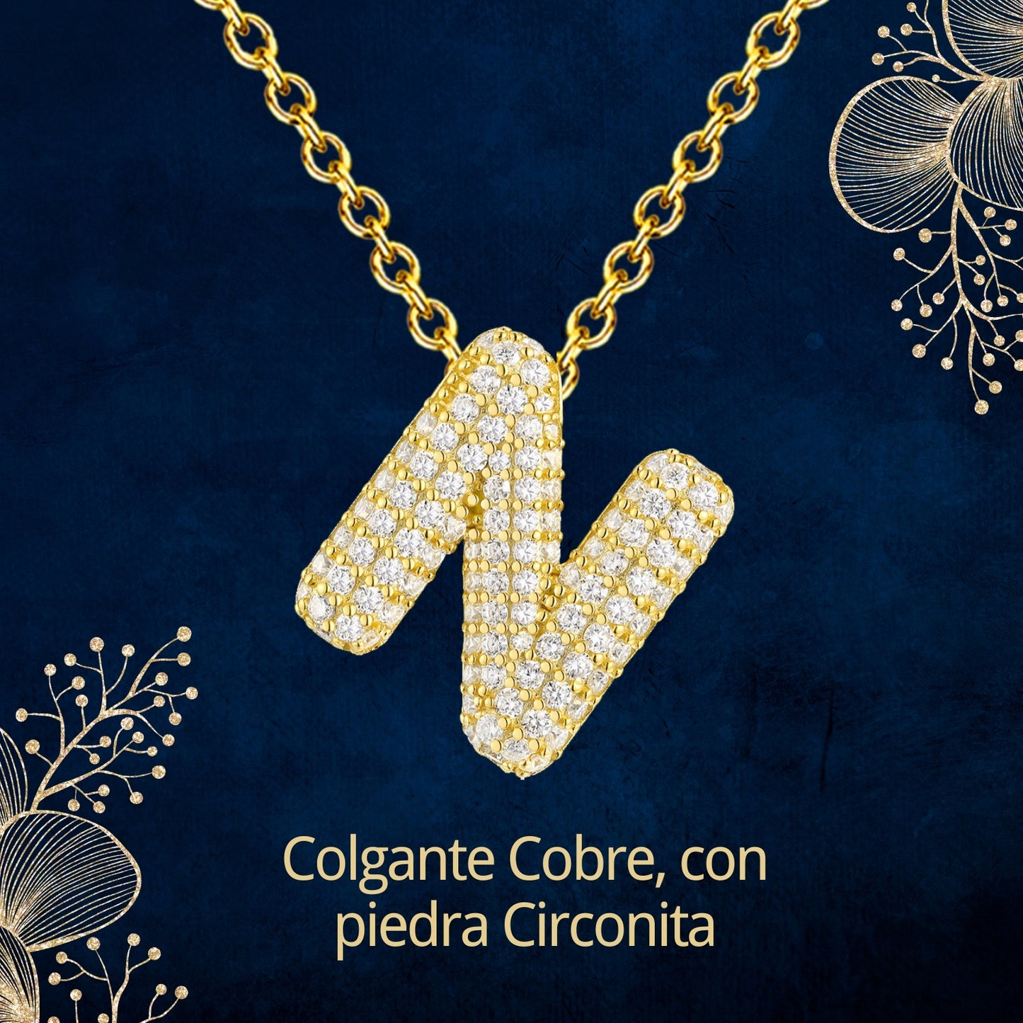 Colgante Letra inicial N con Piedra Circonita