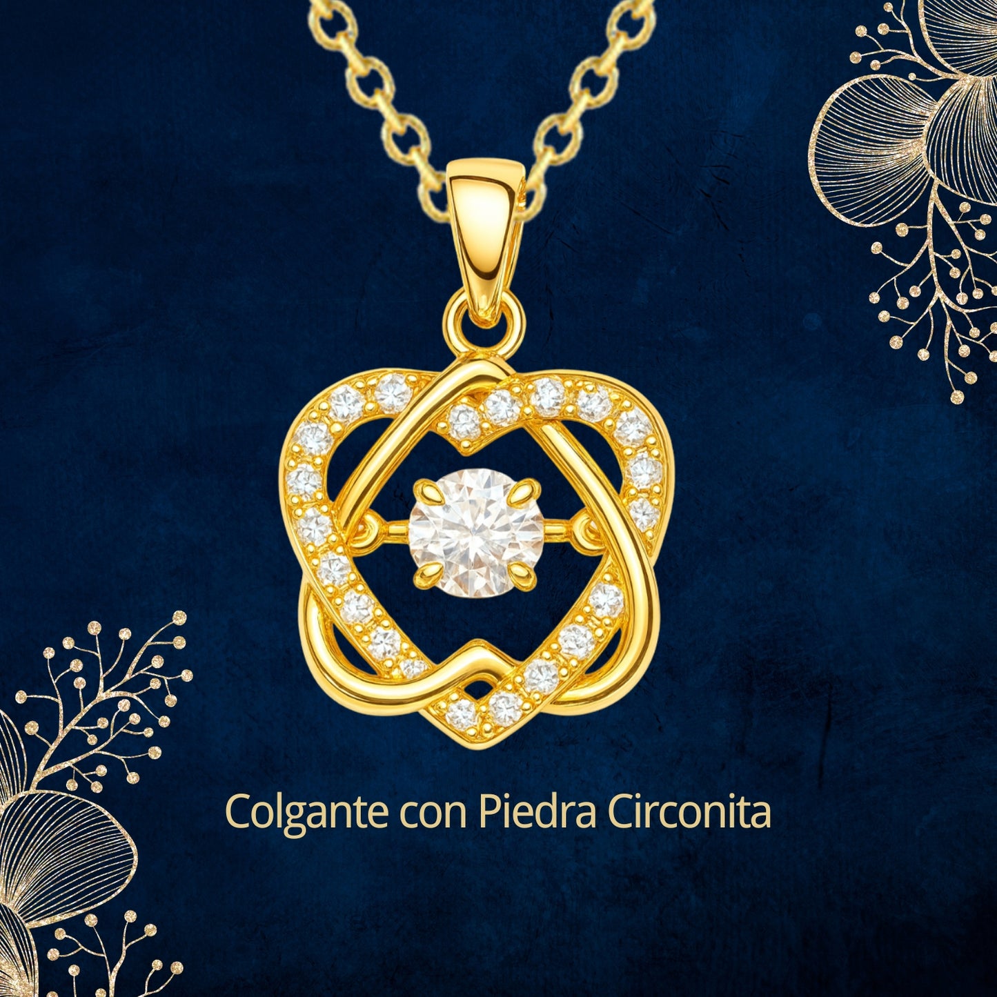 Collar Acero y colgante Cobre con Piedra Circonita para Regalar a Mamá