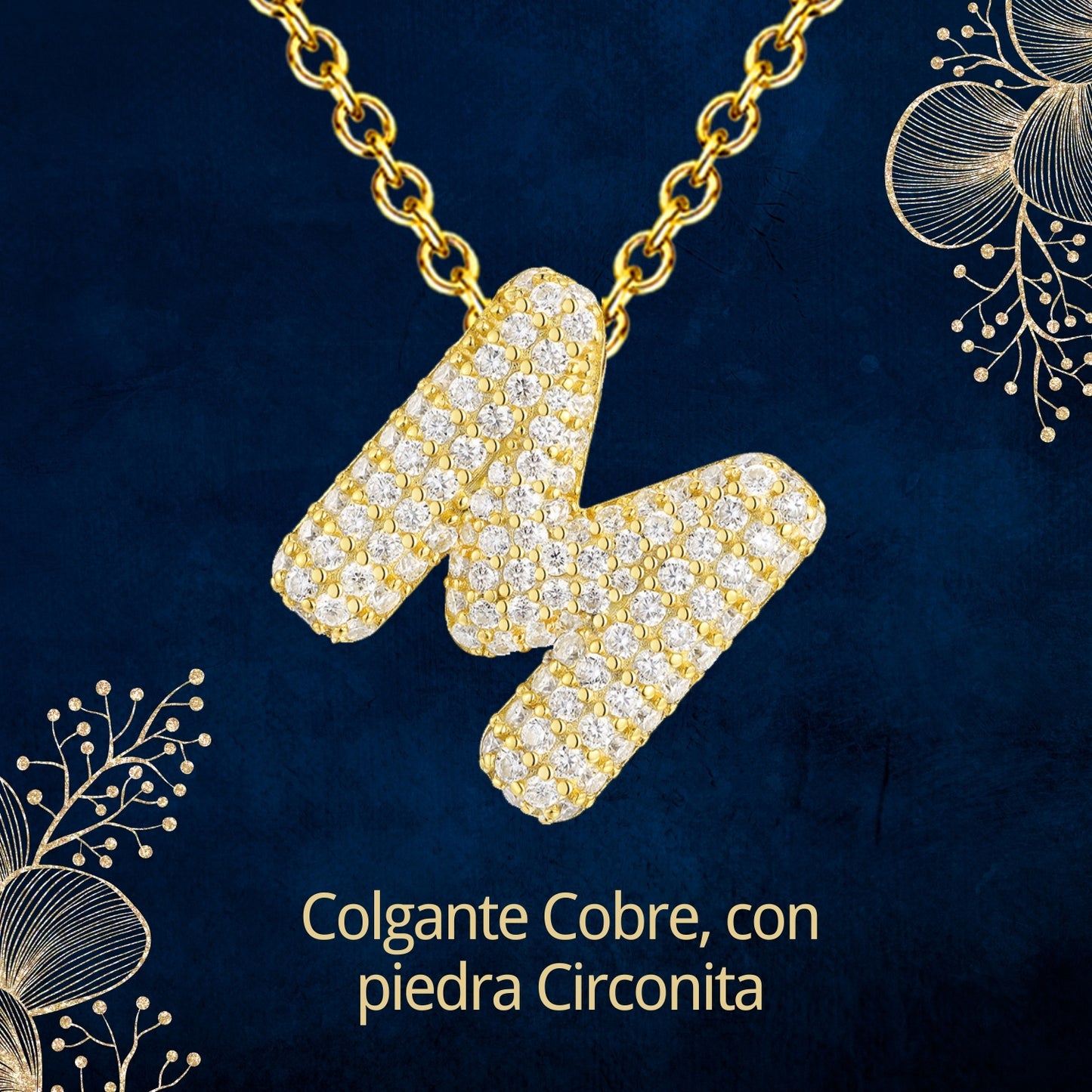 Colgante Letra inicial M con Piedra Circonita