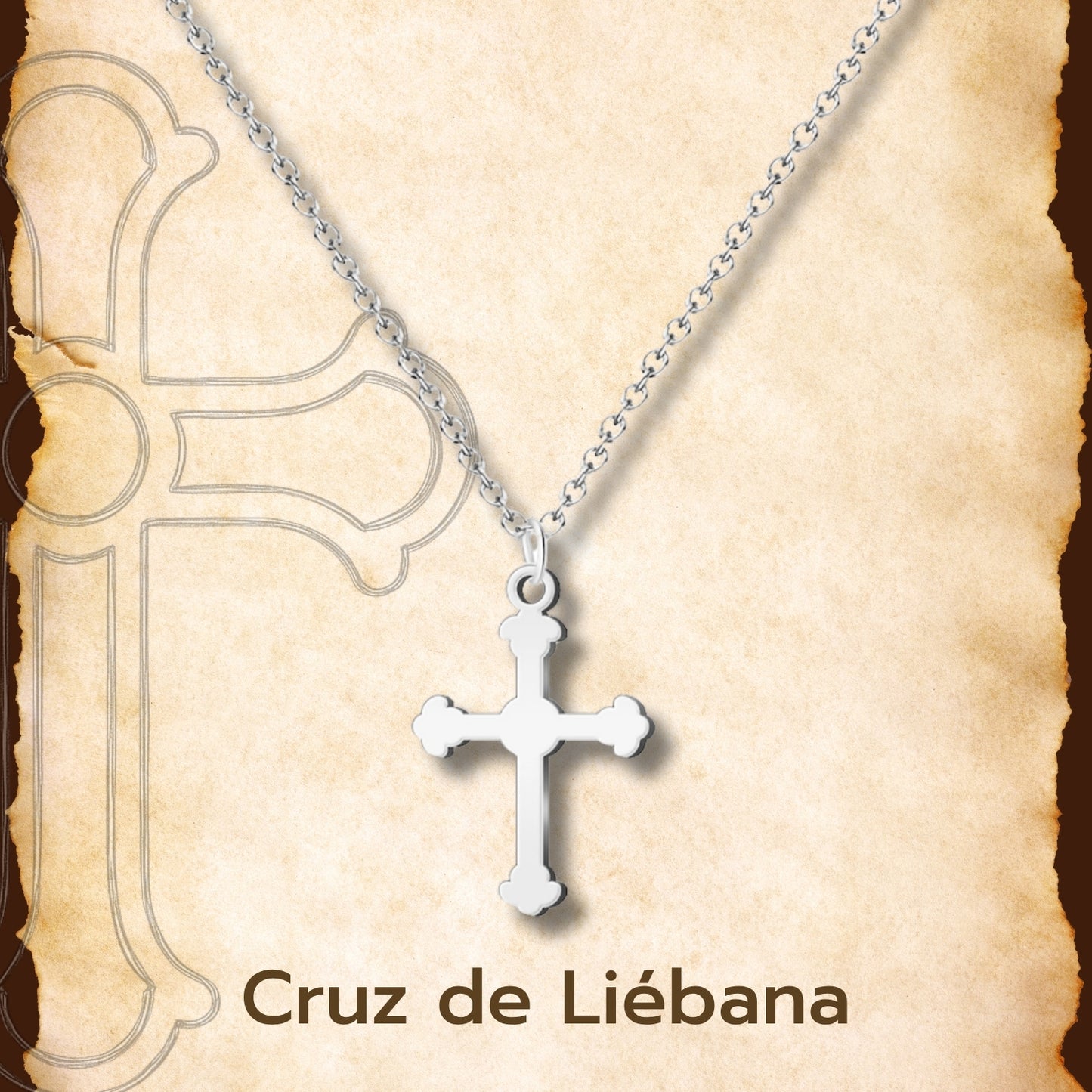 Colgante Cruz de Liébana Acero Plateado