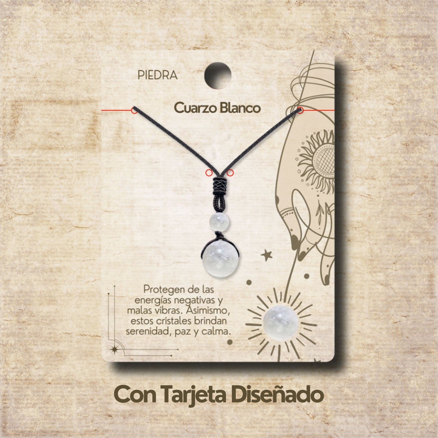 Colgante de Cuarzo blanco de bola 14mm