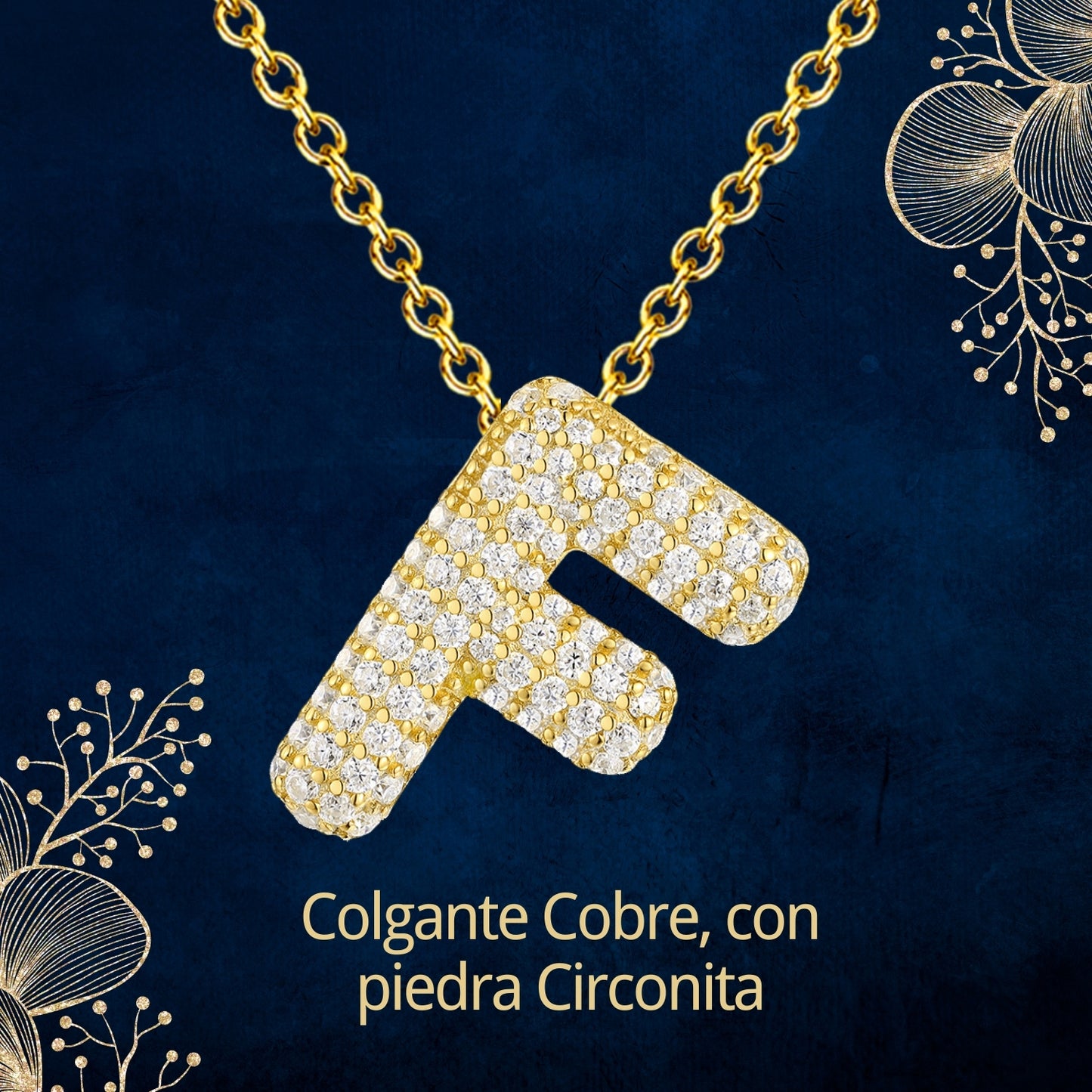 Colgante Letra inicial F con Piedra Circonita