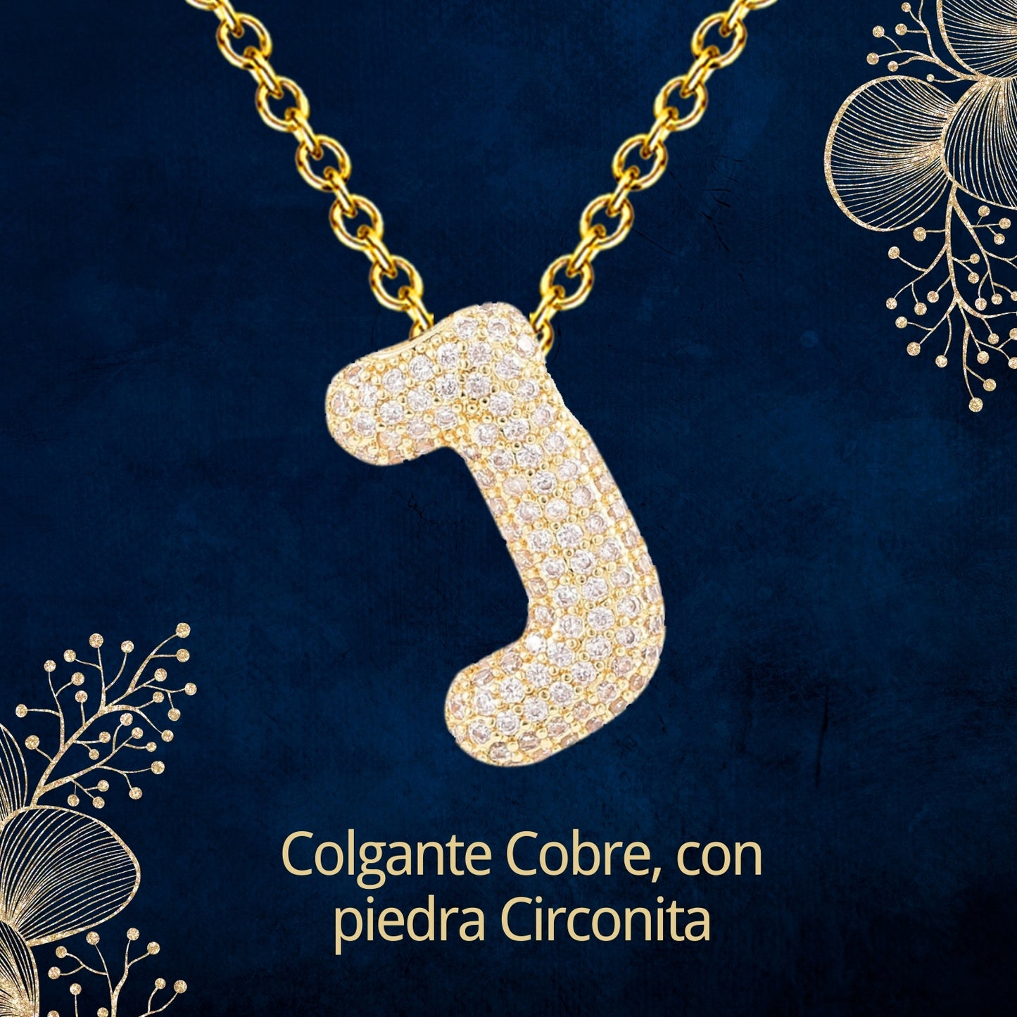 Colgante Letra inicial J con Piedra Circonita