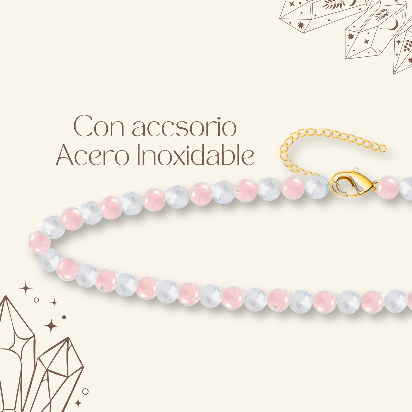 🌿 Pulsera de Piedra Natural 4mm Multicolores ✨ con Accesorio en Acero Inoxidable 💎 ¡Incluye Pulsera 7 Nudos de Regalo! 🎁