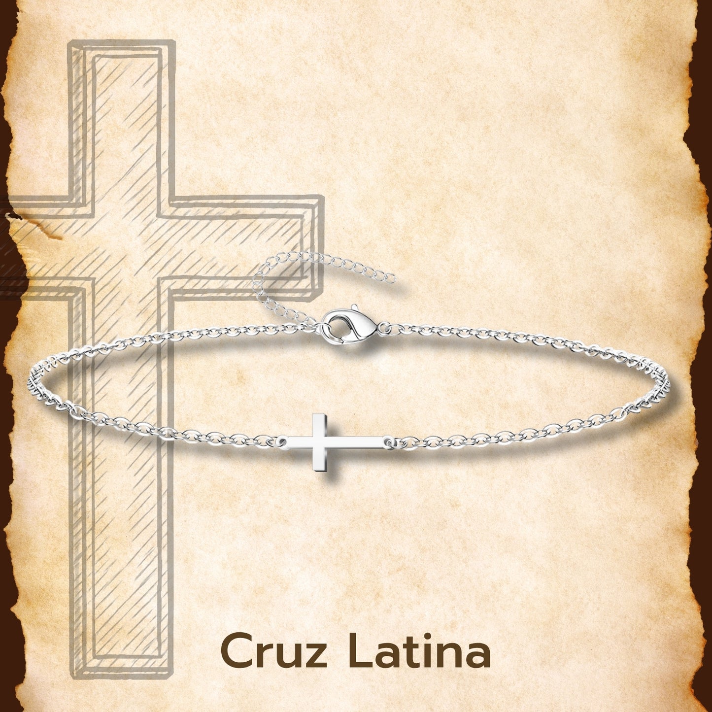 Pulsera Cruz Latina Acero inoxidable color Plateado