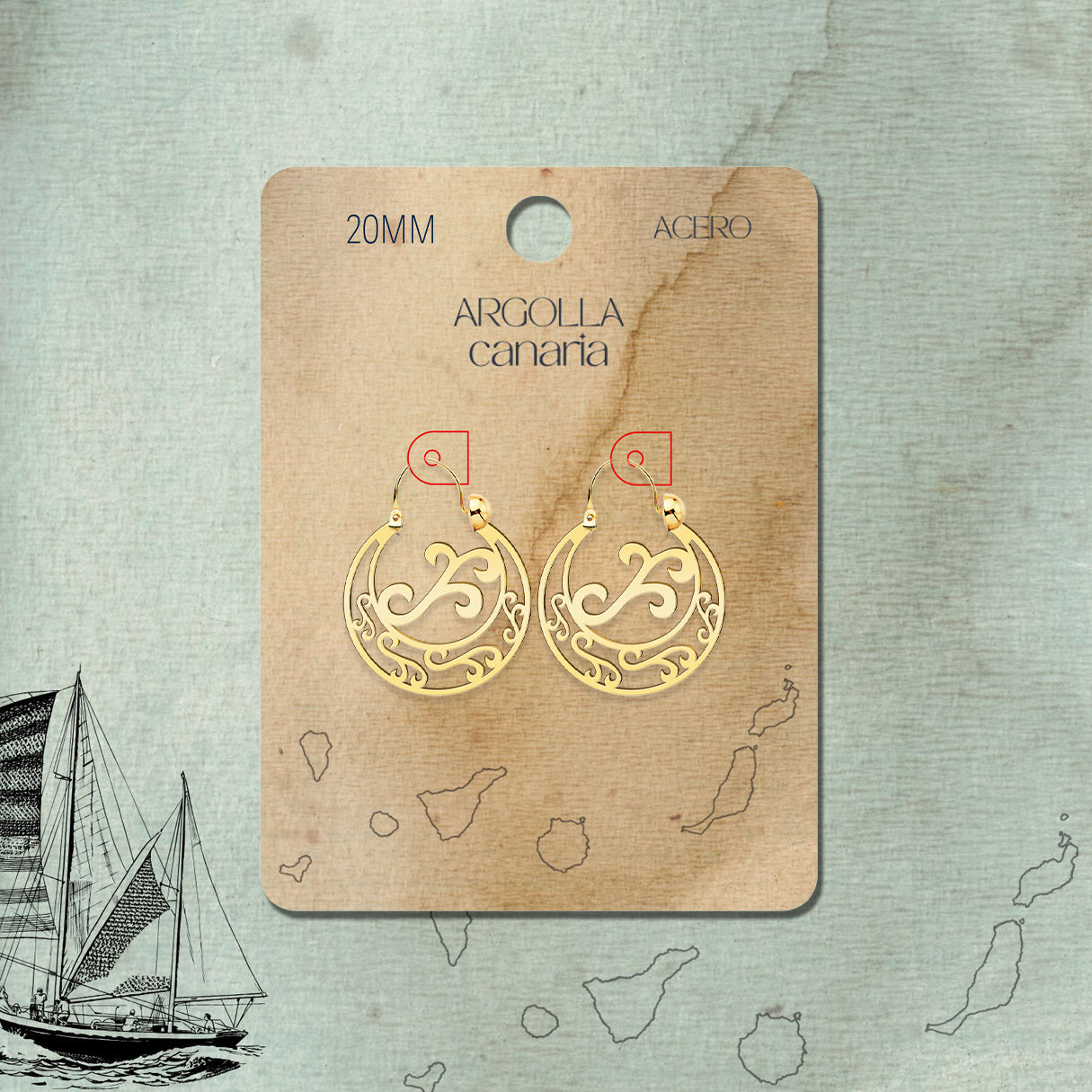 21722 Argolla Canaria 20mm Acero Dorado