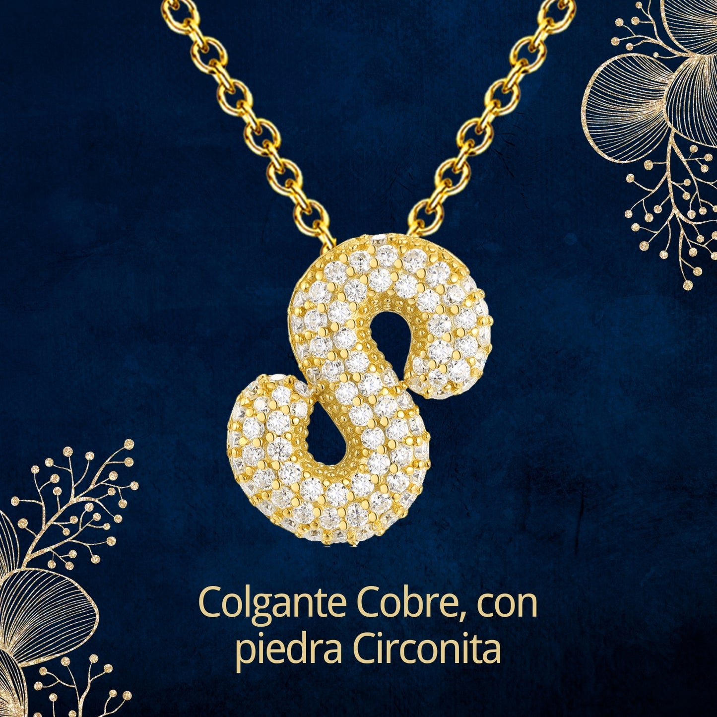 Colgante Letra inicial S con Piedra Circonita