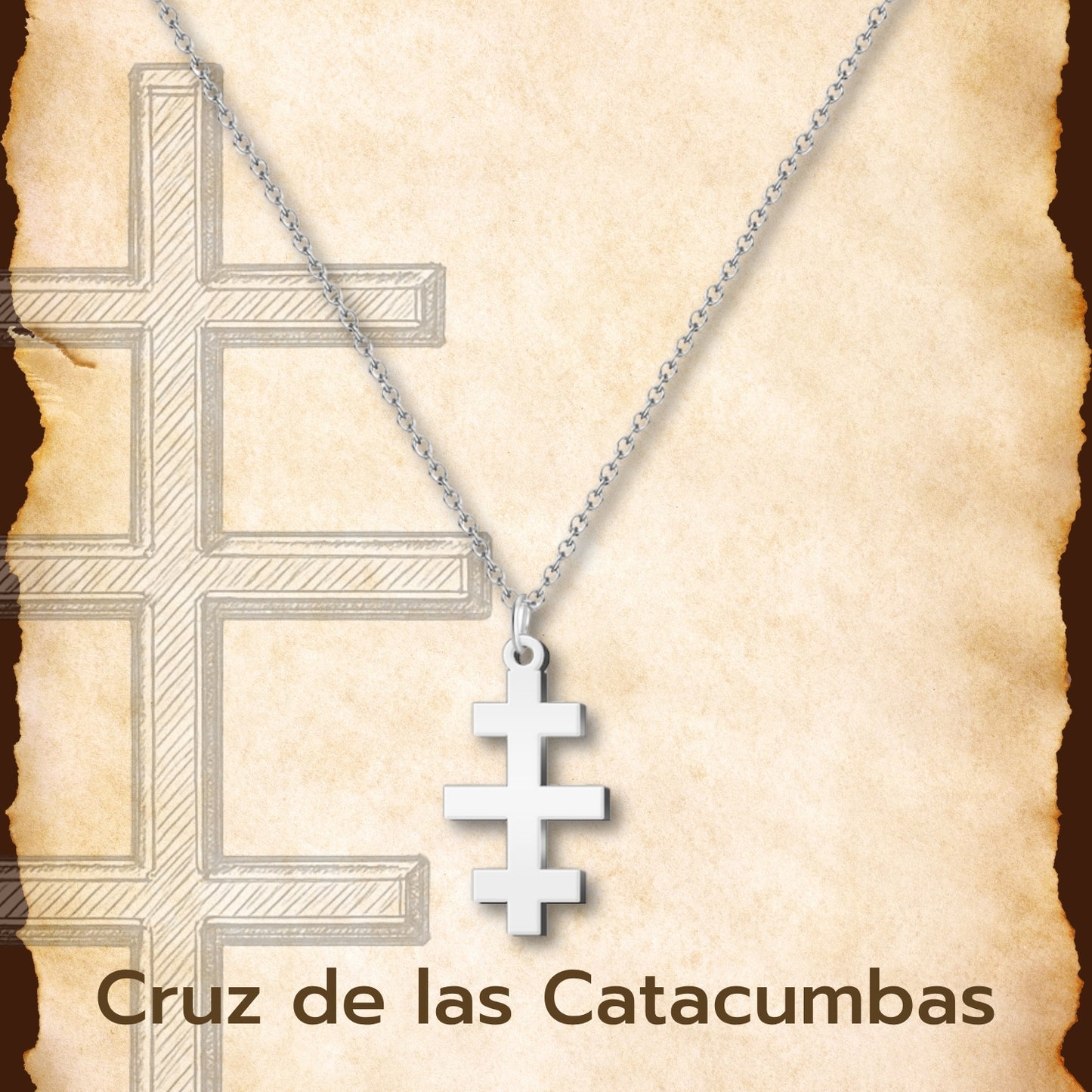 Colgante Cruz de las Catacumbas Acero inoxidabale Color Plateado