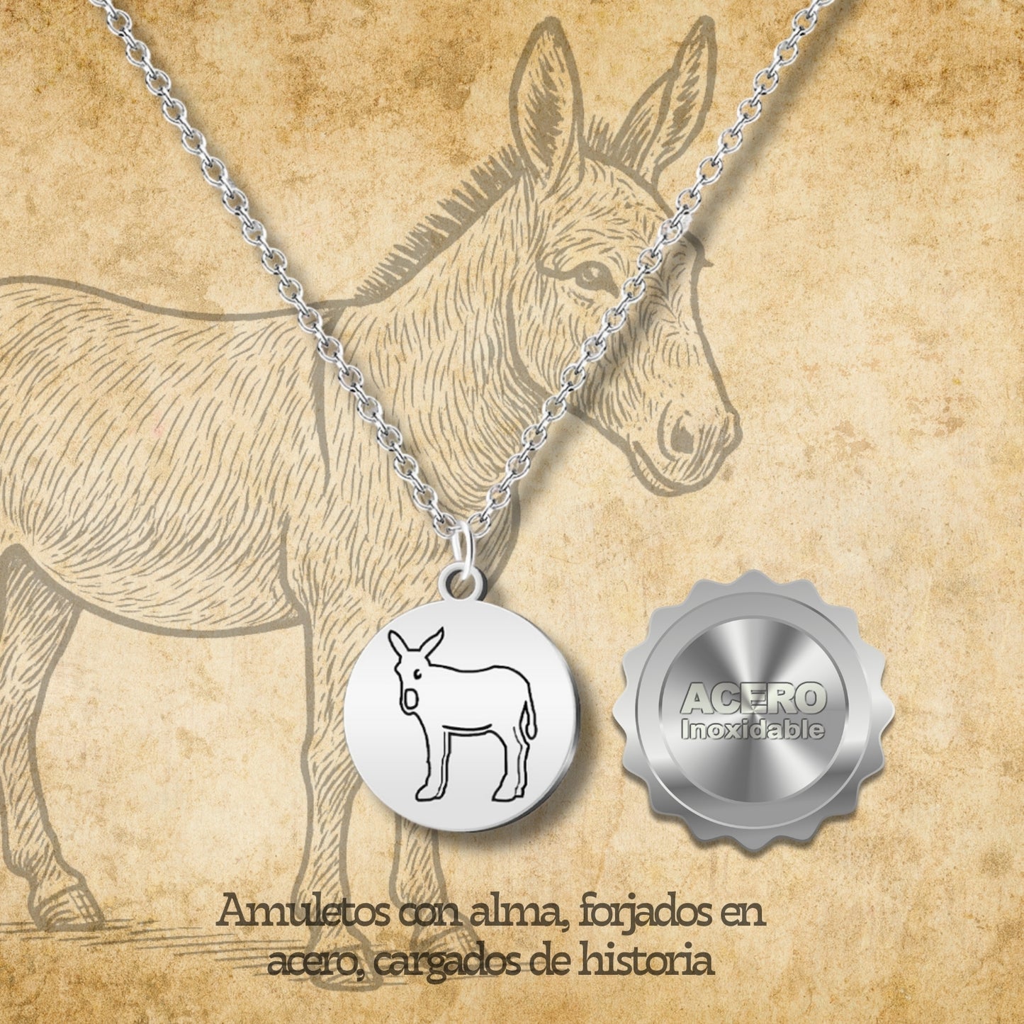 Colgante El Burro Catalán Acero Plateado