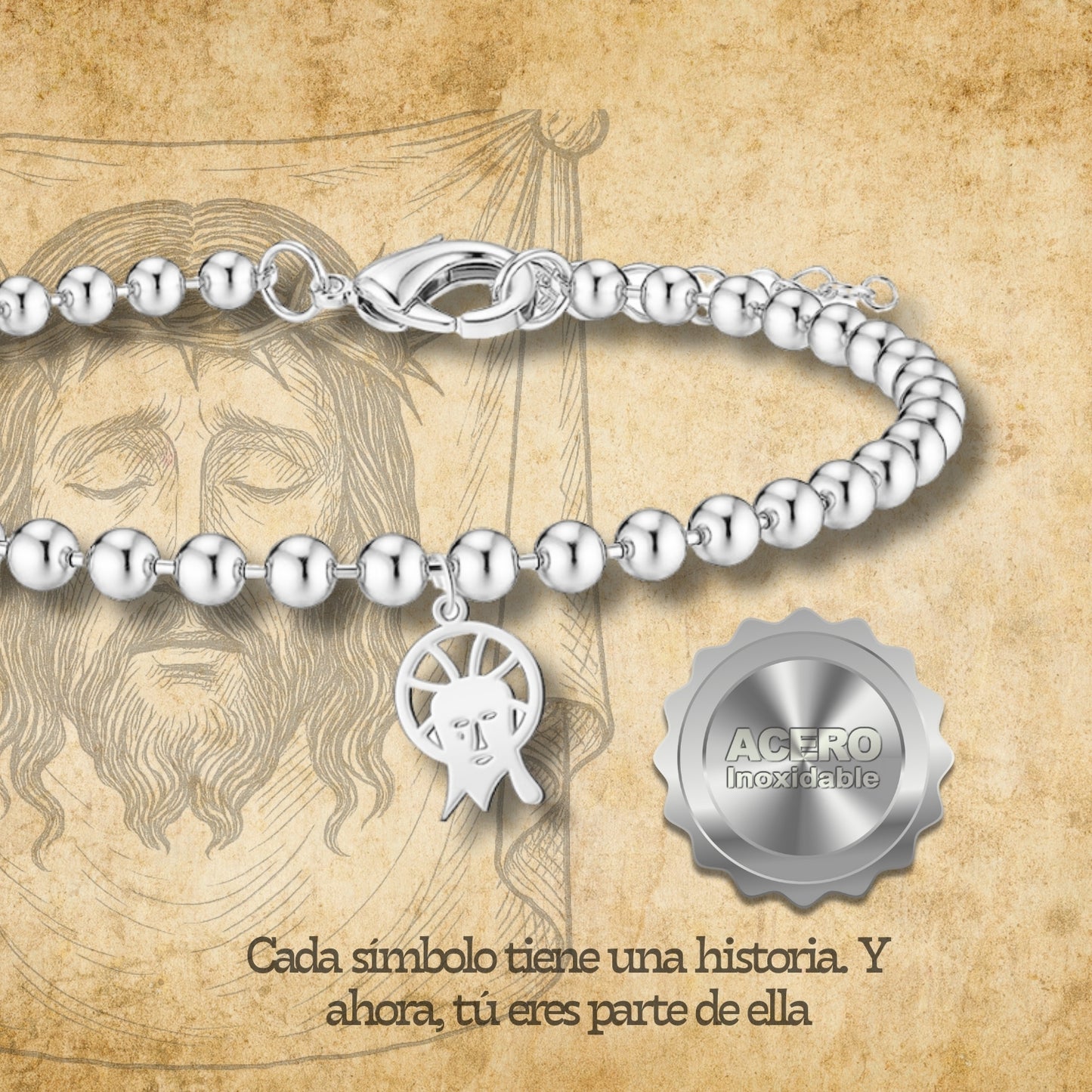 Pulsera Santa Faz de Alicante Acero Plateado