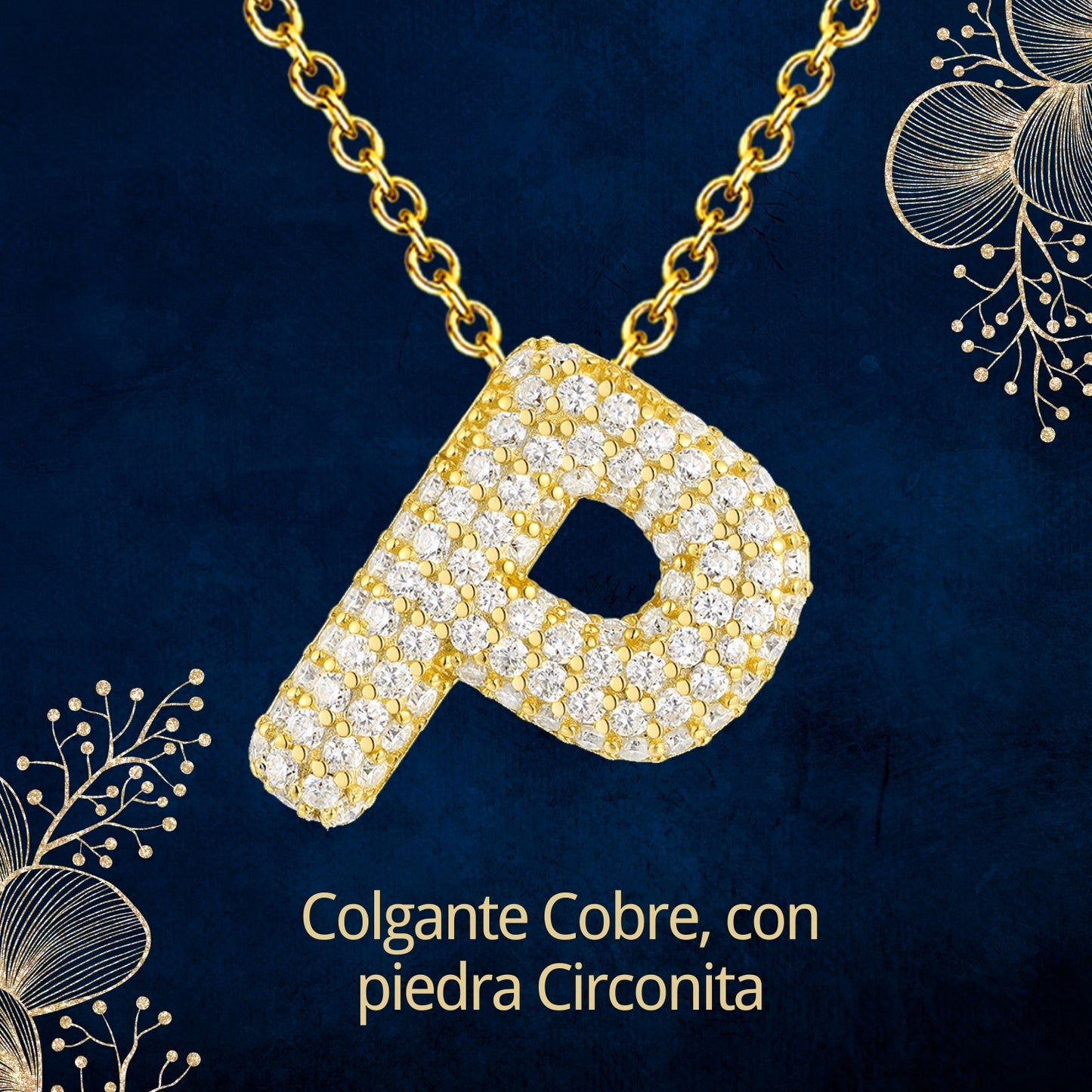 Colgante Letra inicial P con Piedra Circonita