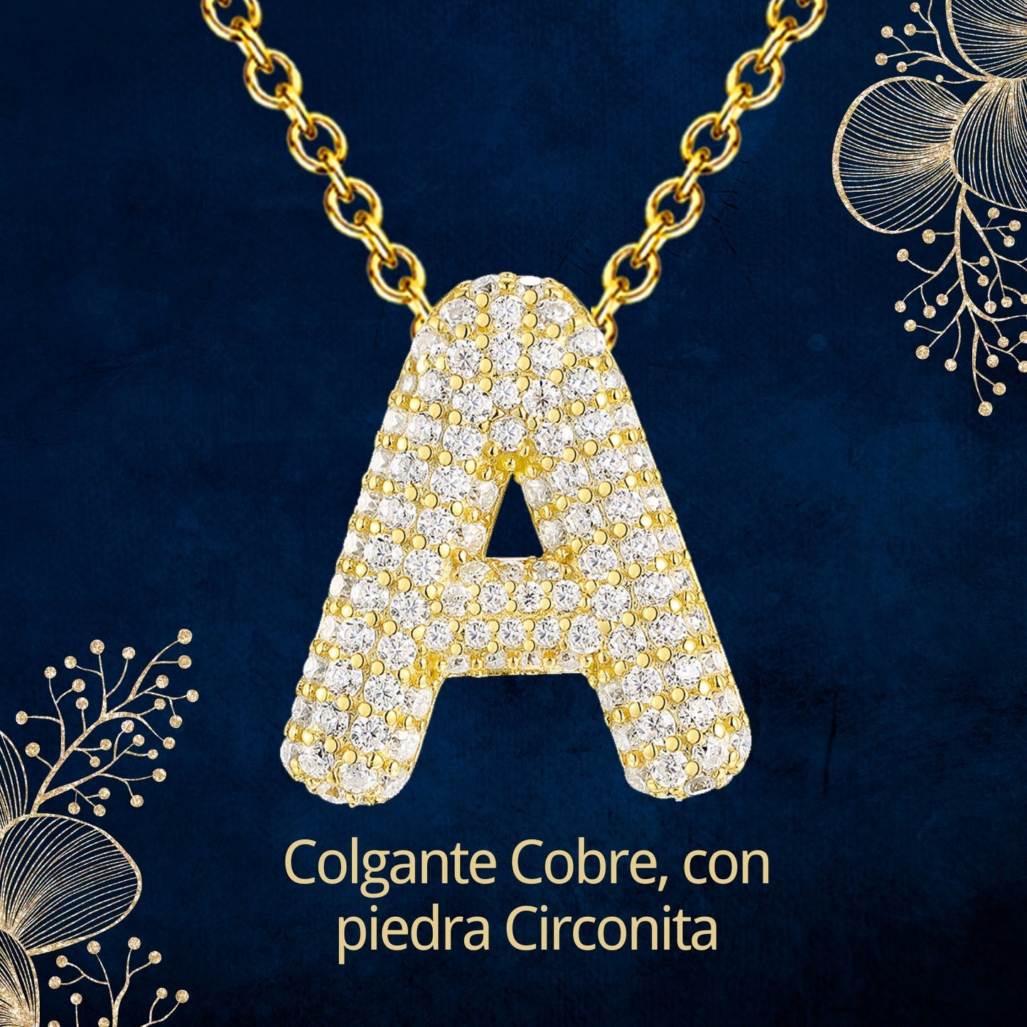 Colgante Letra inicial A con Piedra Circonita