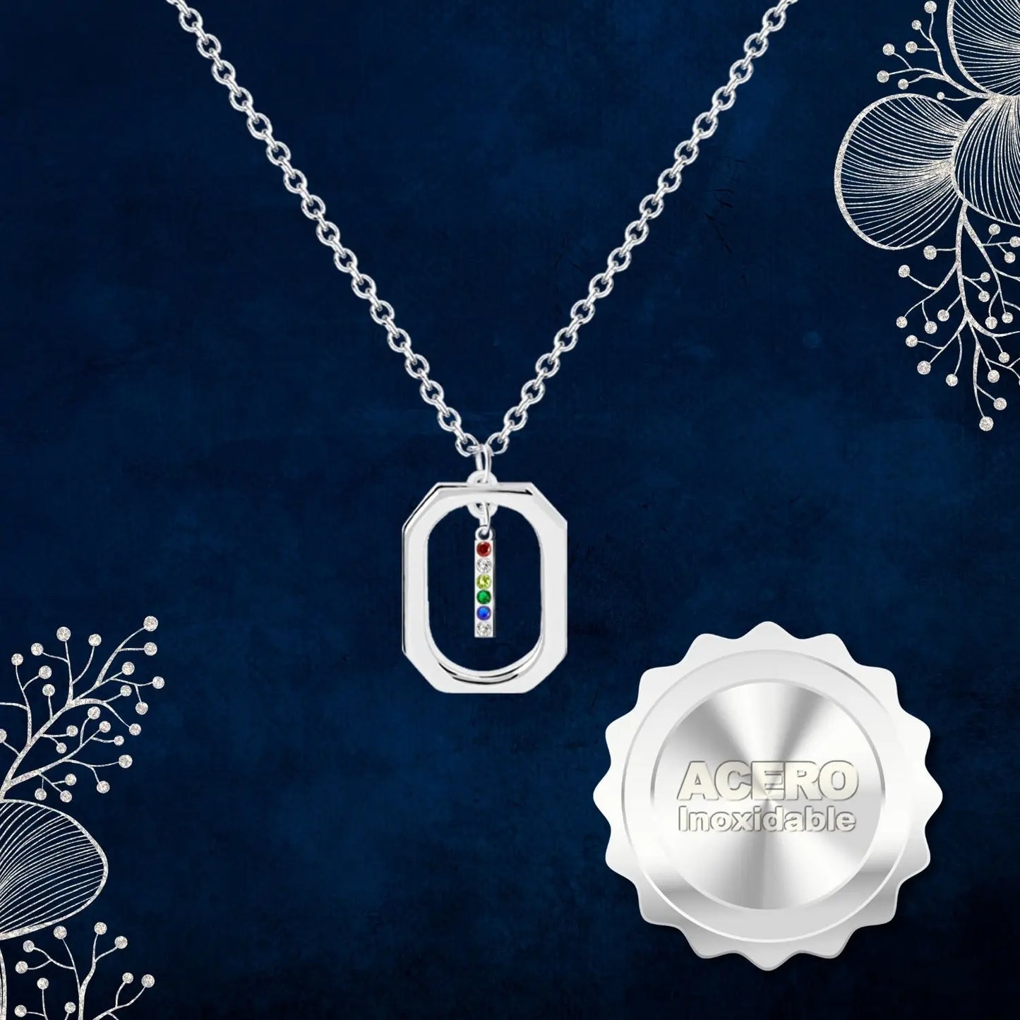 Colgante Letra Inicial I Acero con Circonita color Plateado - cotigo