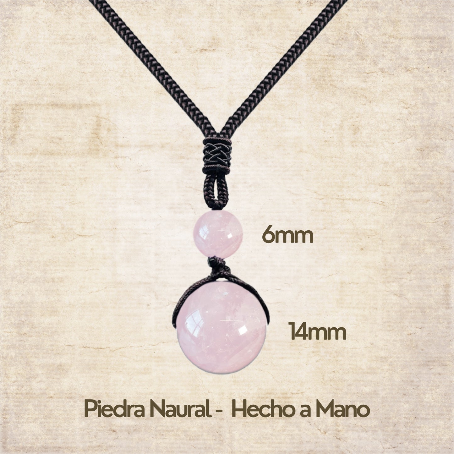 Colgante de piedra natural 14 mm 🌈 ¡Hecho a mano y con significado único! 🔮 Cuerda ajustable 40–70 cm