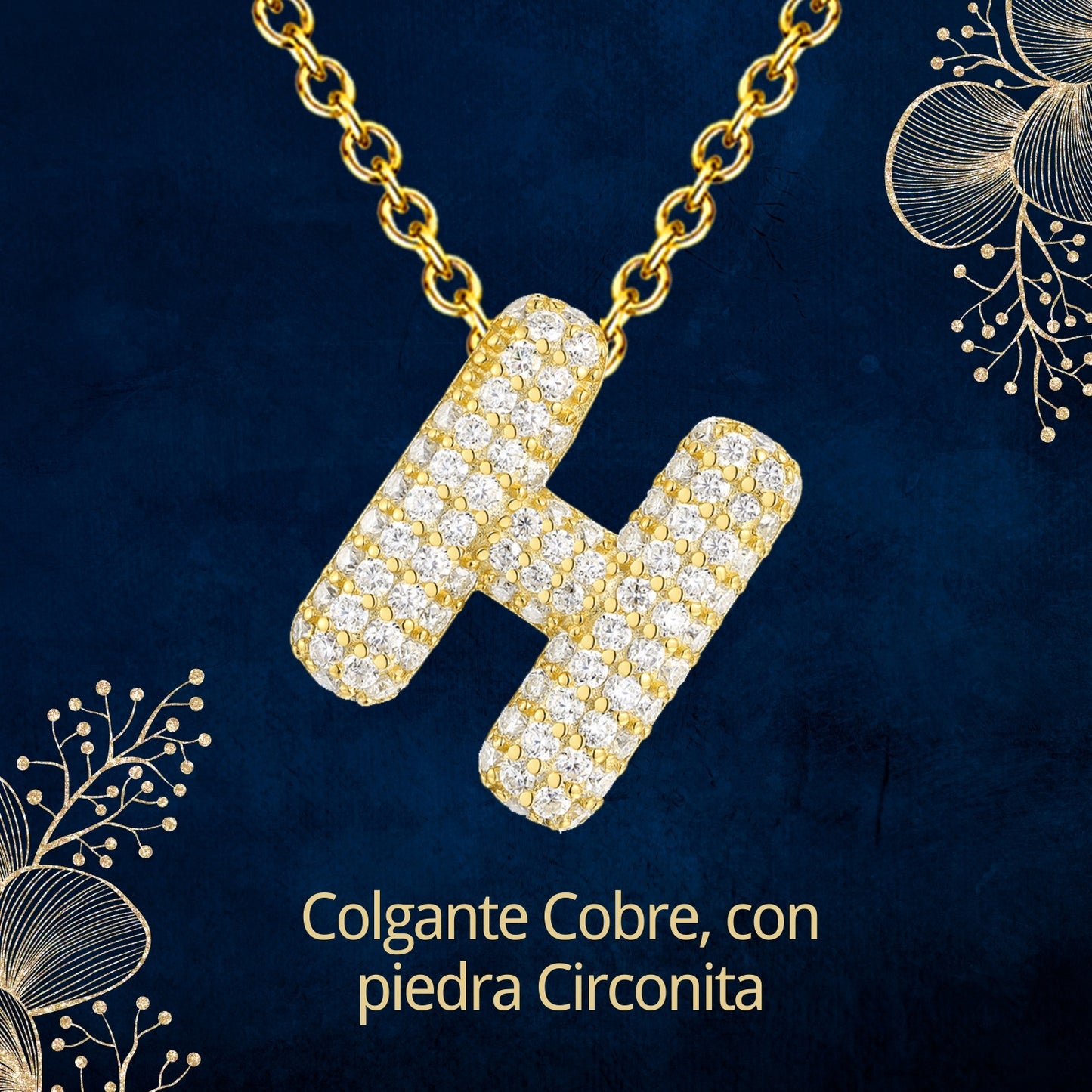 Colgante Letra inicial H con Piedra Circonita