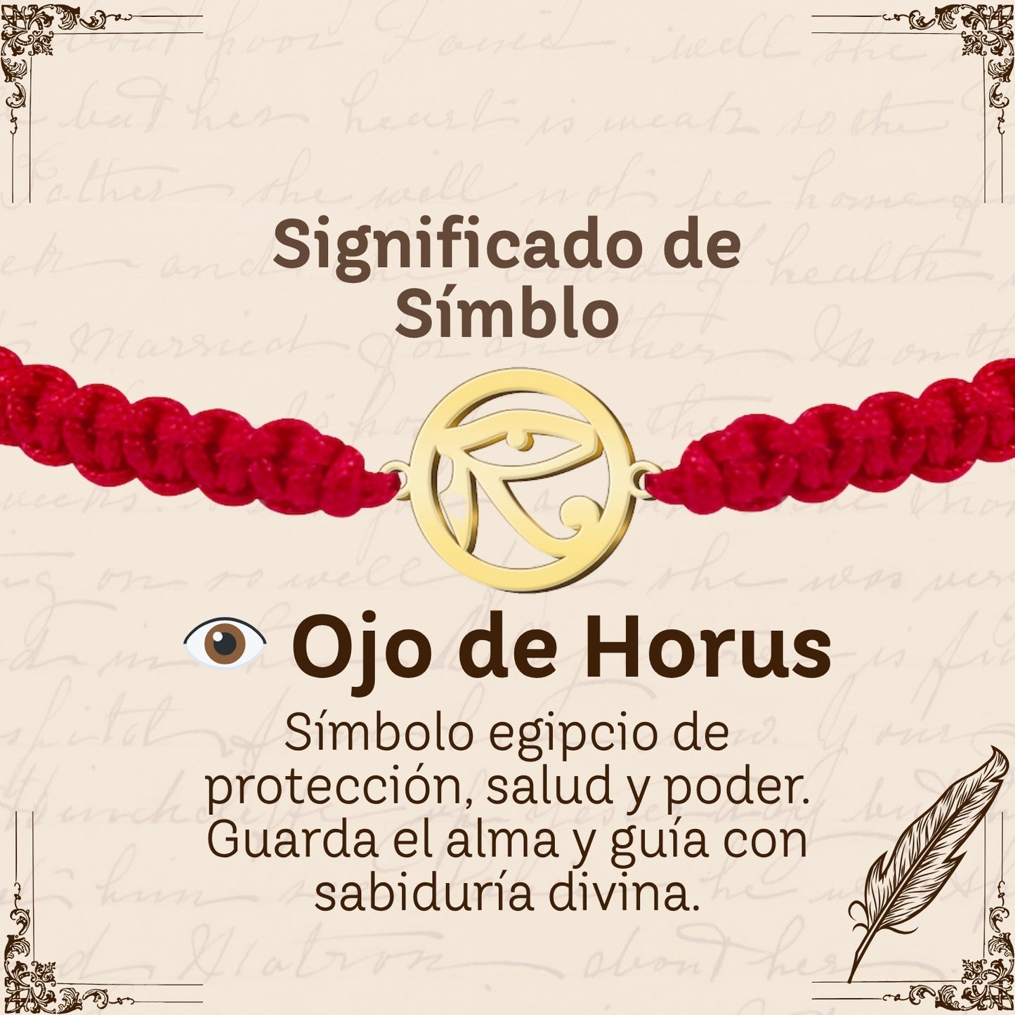 Pulsera Hilo Destino con Ojo de Horus Acero Dorado