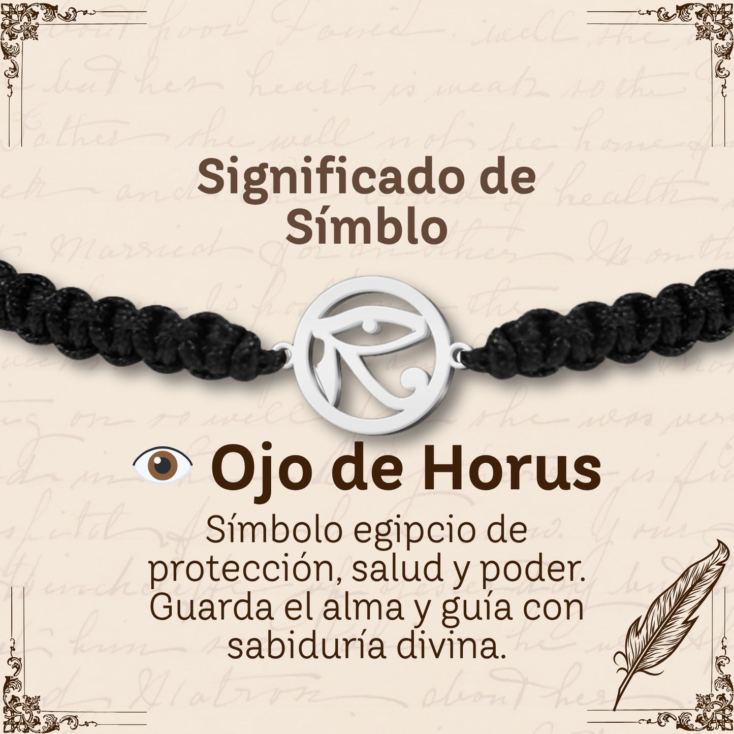 Pulsera Hilo Destino con Ojo de Horus Acero Plateado