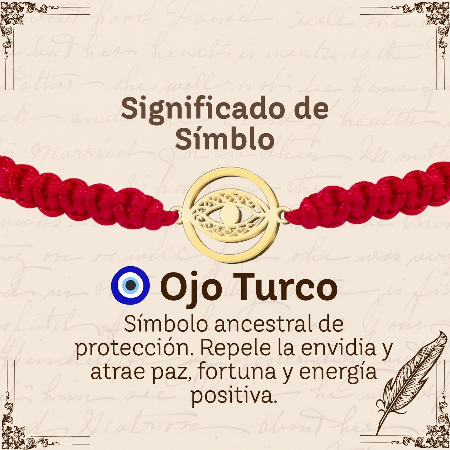 Pulsera Hilo Destino con Ojo Turco Acero Dorado