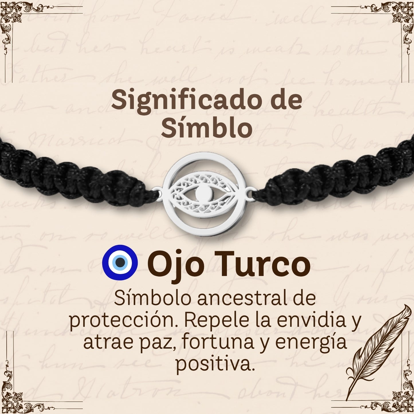 Pulsera Hilo Destino con Ojo Turco Acero Plateado