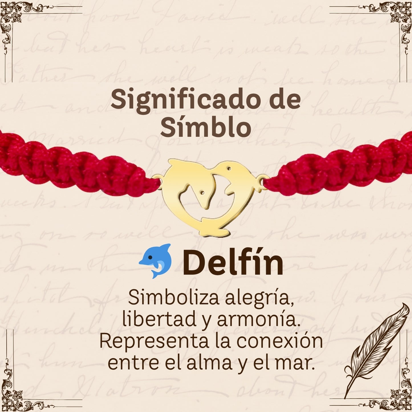 Pulsera Hilo Destino con Delfín Acero Dorado