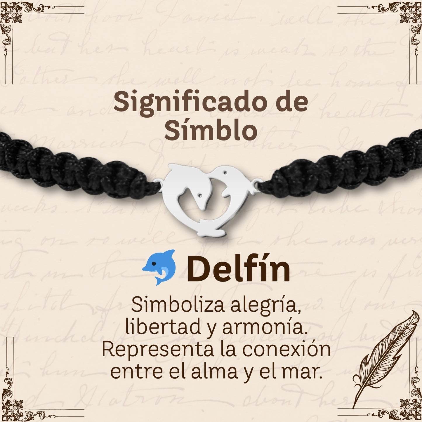 Pulsera Hilo Destino con Delfín Acero Plateado