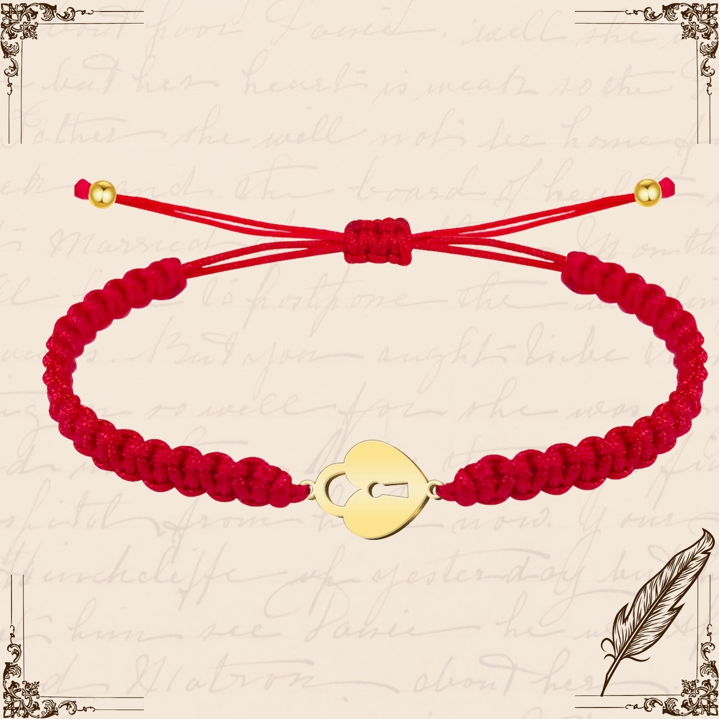 Pulsera Hilo Destino con Candado Acero Dorado