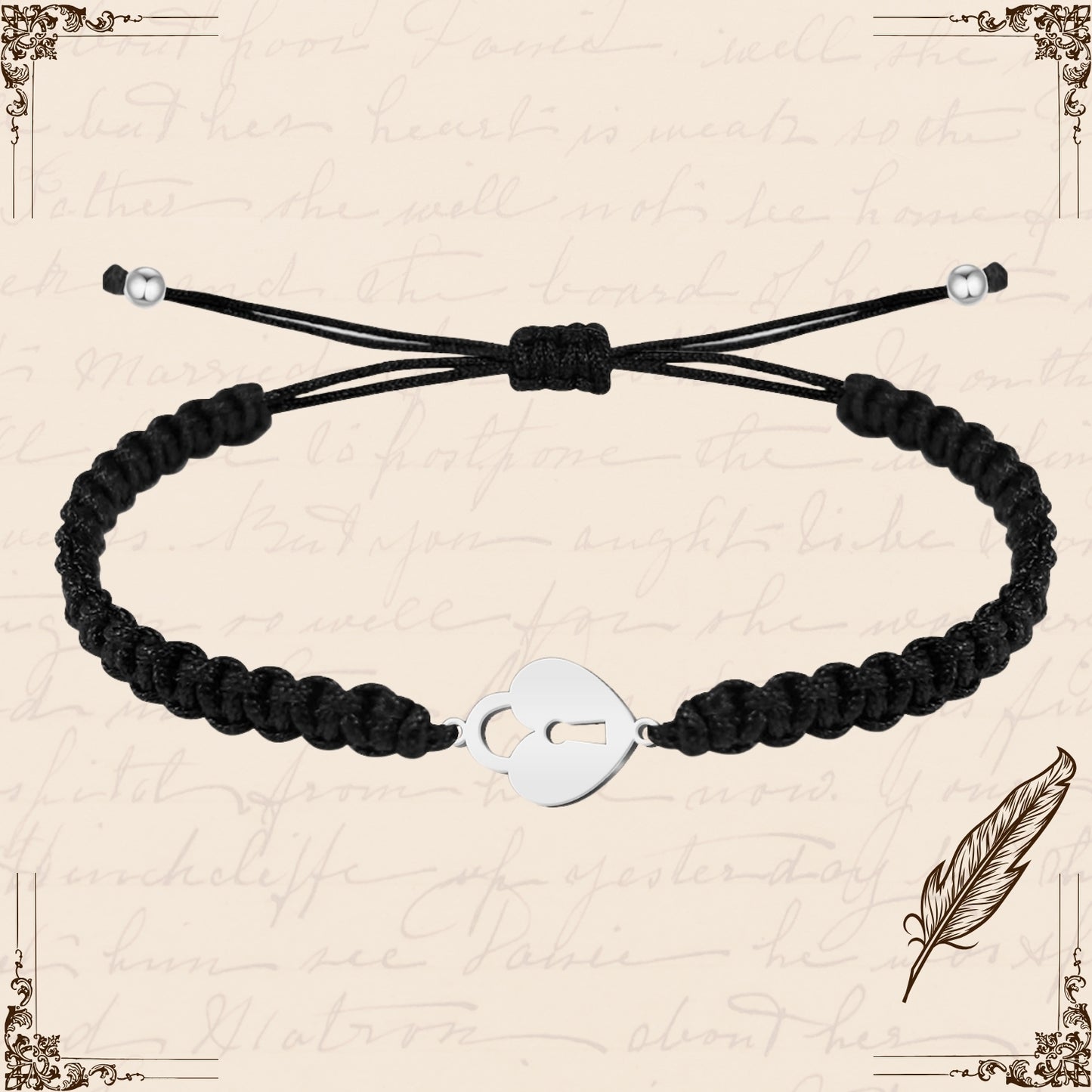 Pulsera Hilo Destino con Candado Acero Plateado