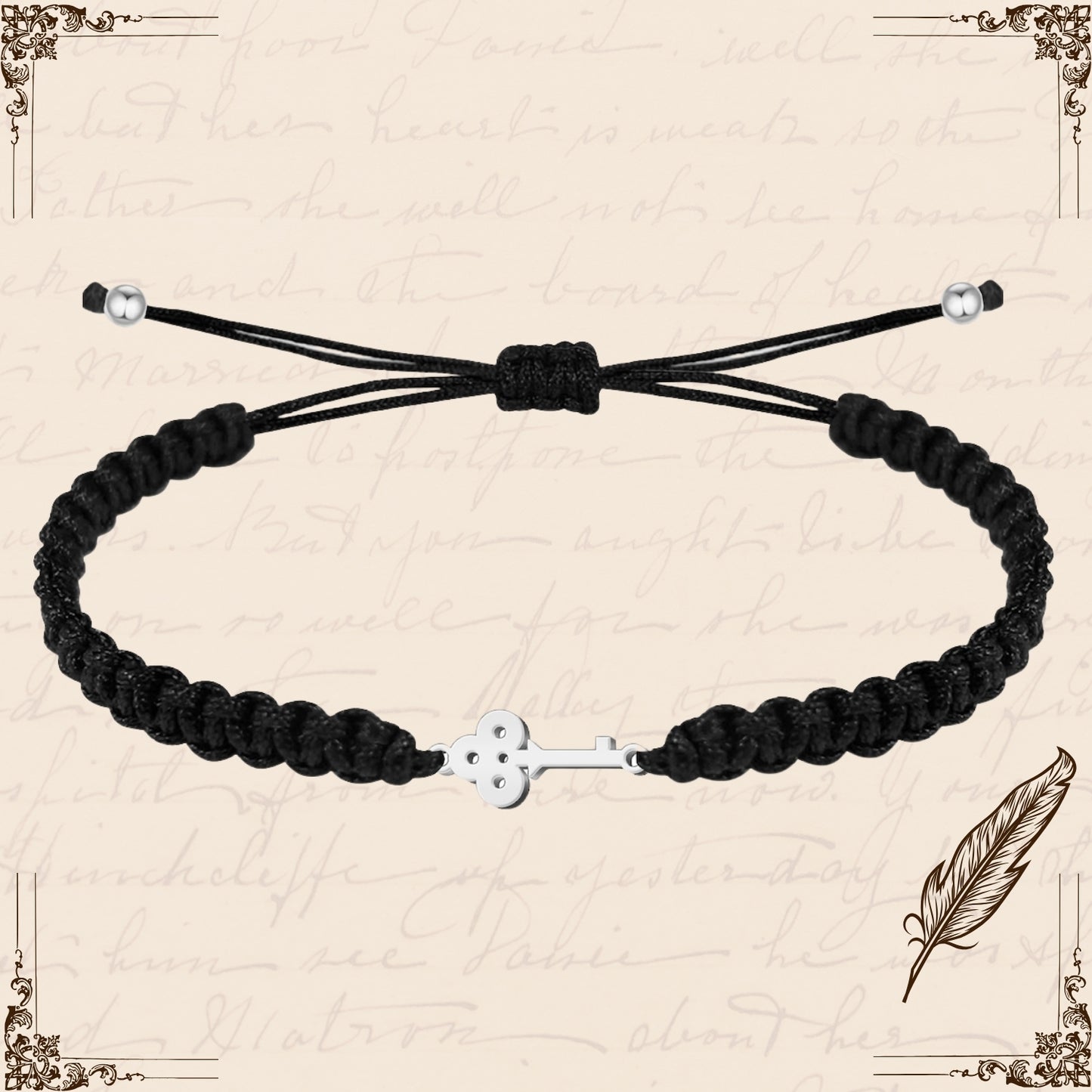 Pulsera Hilo Destino con Llave Acero Plateado