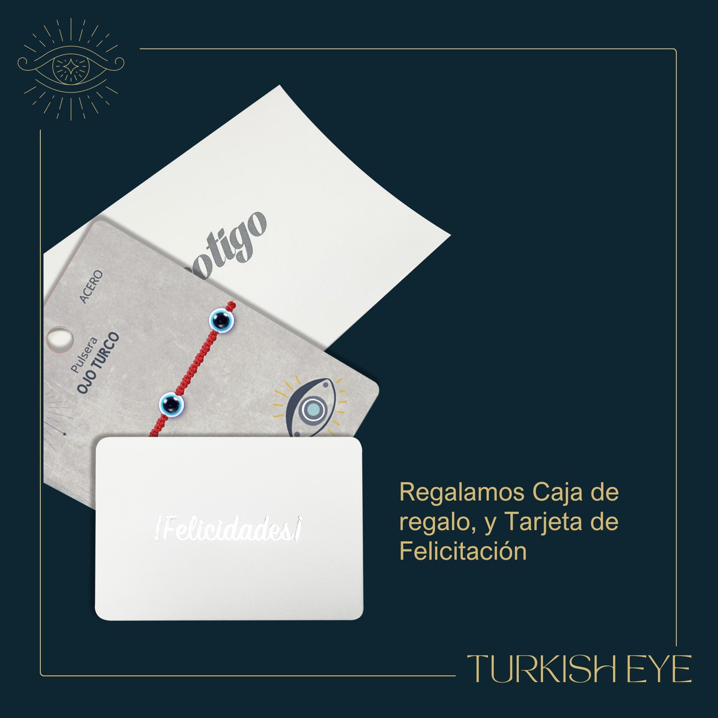 Pulsera Ojo turco Acero con Cordon Rojo