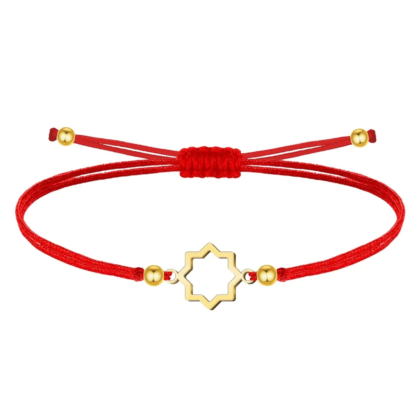 Pulsera Hilo encerado con Estrella Mudéjar Acero Dorado - cotigo
