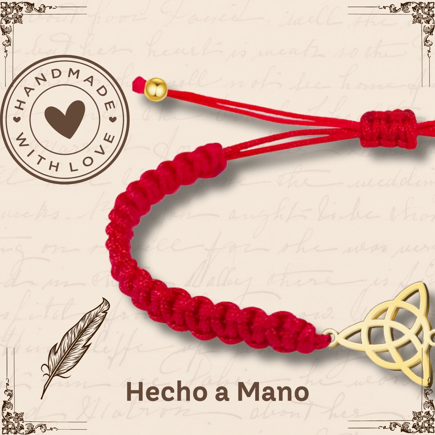 Pulsera Hilo Destino con Cruz Tau Acero Dorado