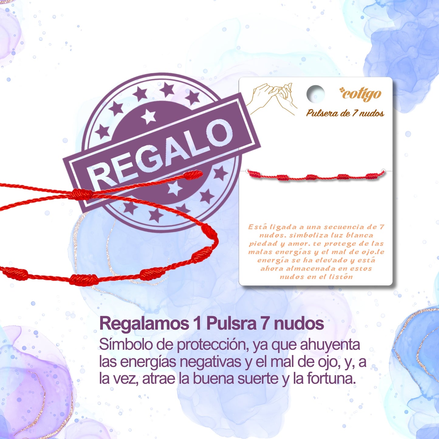 ✨Collar Letra Inicial en Acero Inoxidable para Mujer 💖 Con Tarjeta Diseñada y Significado del Nombre 📜 Incluye Caja de Regalo 🎁 ¡Y una Pulsera 7 Nudos de Regalo para la Suerte! 🍀