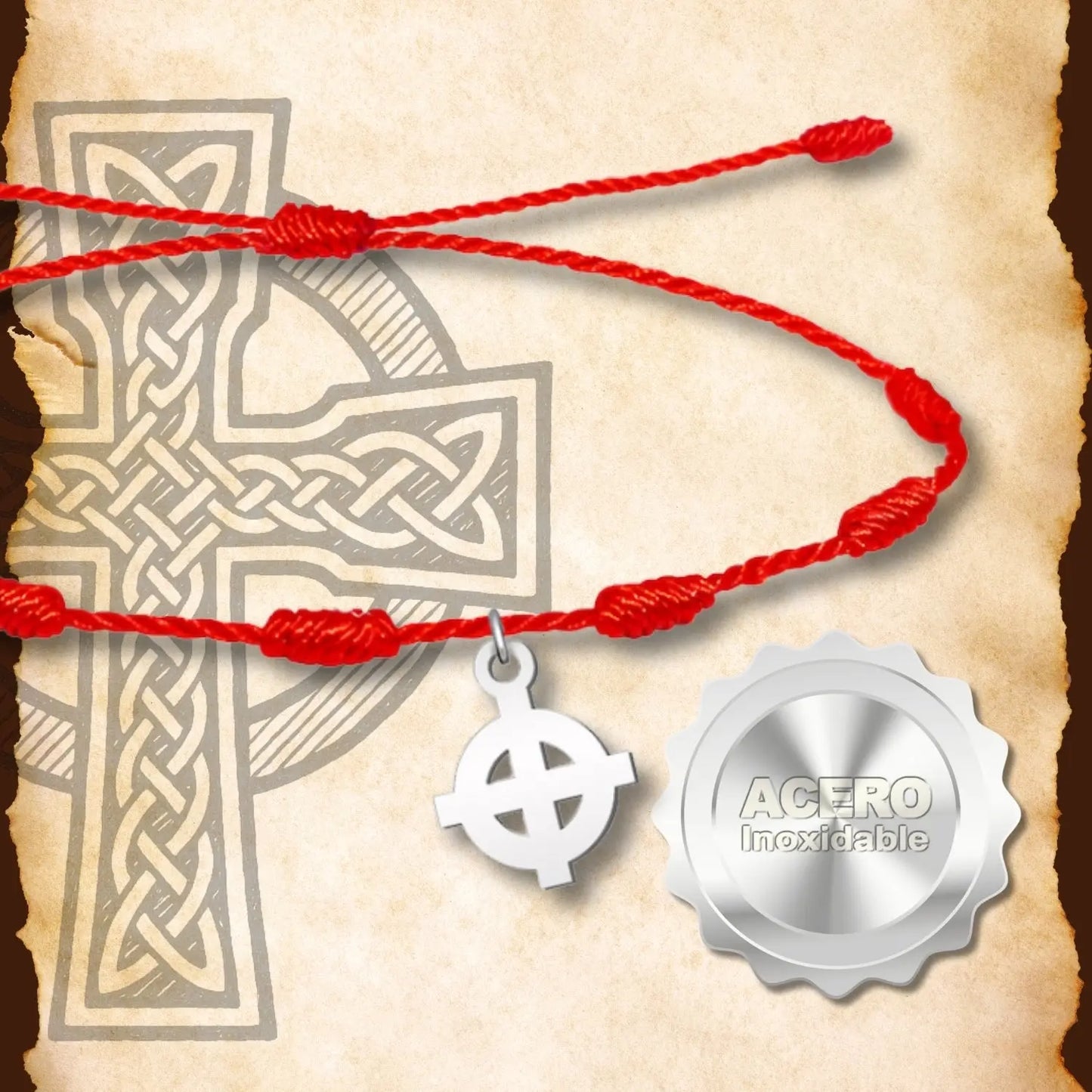 Pulsera 7 Nudos con Cruz Celta color Plateado - cotigo