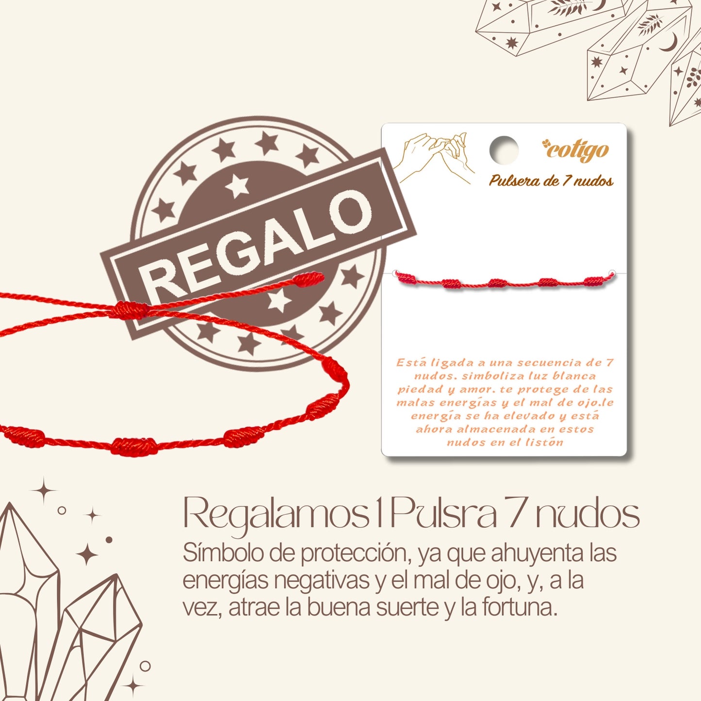 🌿 Pulsera de Piedra Natural 4mm Multicolores ✨ con Accesorio en Acero Inoxidable 💎 ¡Incluye Pulsera 7 Nudos de Regalo! 🎁